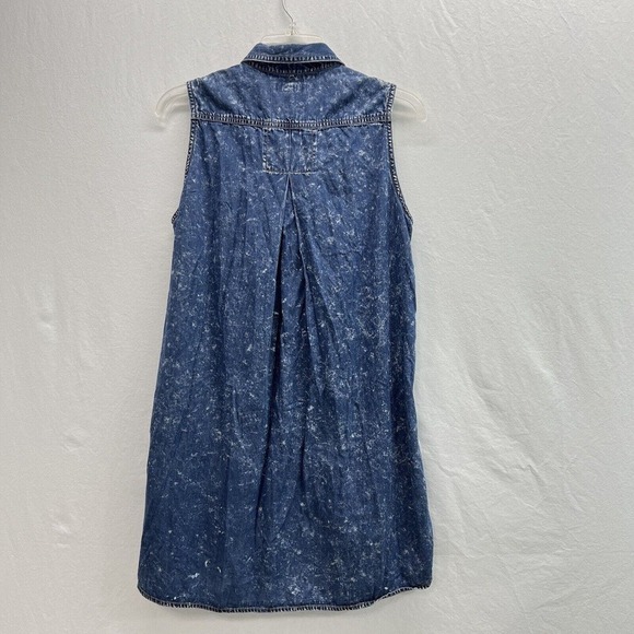 True Religion Denim Dress Small Chambray Blue Splattered Western - Picture 10 of 14